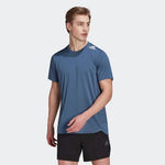 adidas Designed For Running Mens T-Shirt Blue Lime Grey Reflective Breathable