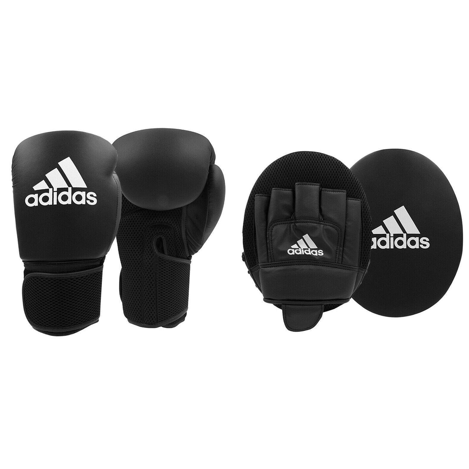 adidas Boxing Gloves & Focus Mitts Beginners Set Kids Adults