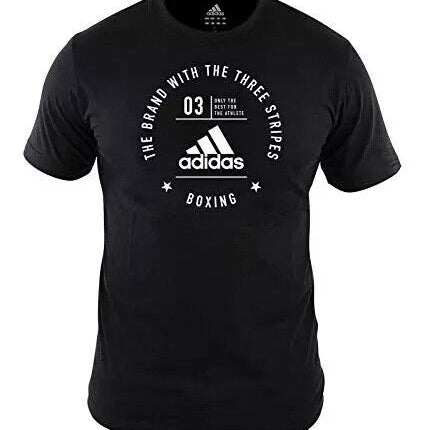 adidas Boxing Logo T-Shirt Black White 100% Cotton